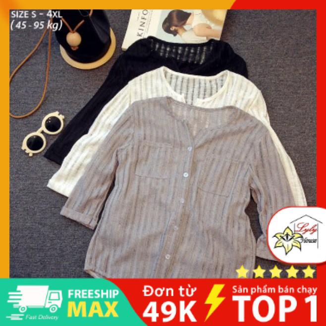 Áo sơ mi nữ đẹp kiểu form giấu bụng chất len xước mịn dễ thương size m đến 4xl