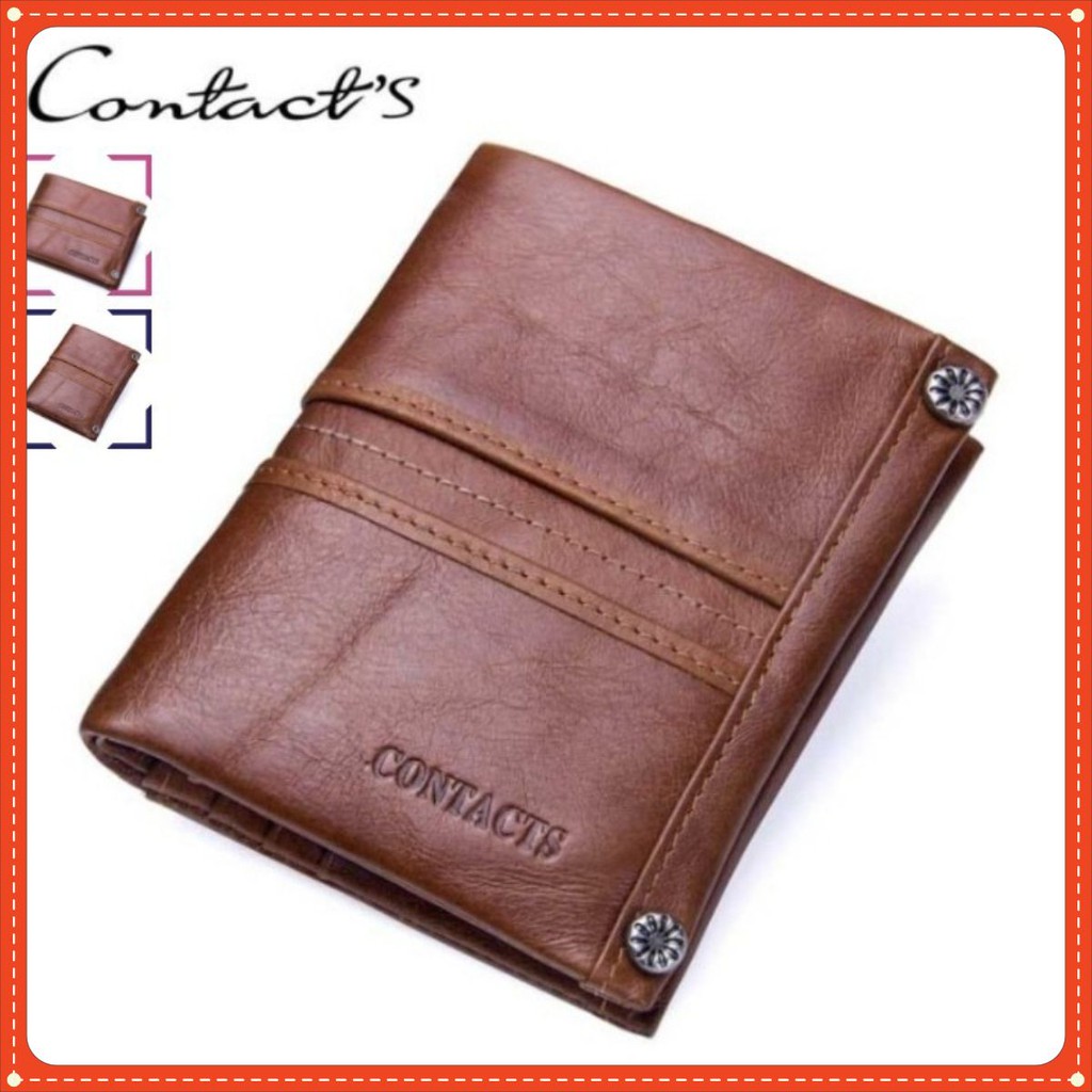 2020 Contacts Wallet Bóp Ví Ngang Bỏ Túi Da Ngựa Điên Thật Cao Cấp M1244 M1245 Contacts I Nam Nữ