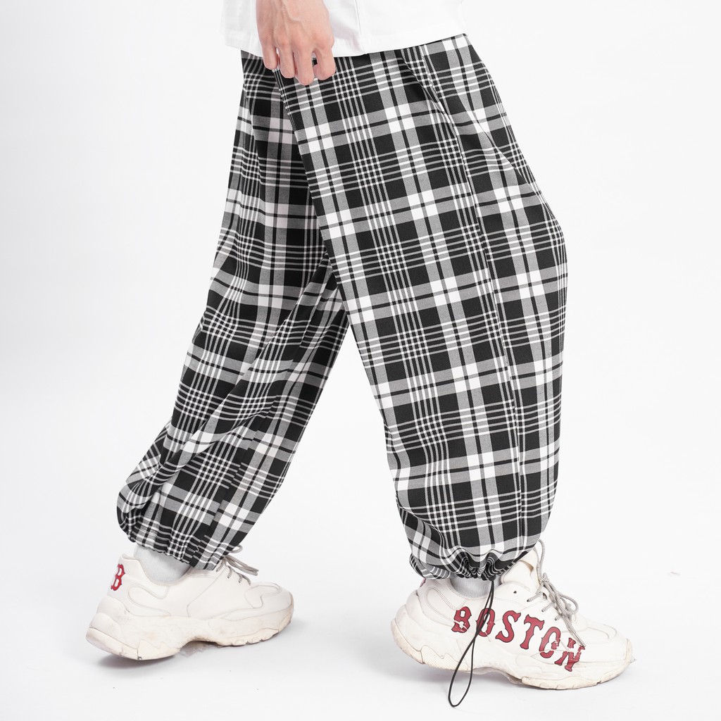 Quần jogger Kẻ Sọc CARO RÚT GẤU thể thao Unisex N7 nam nữ Basic Pants Ống Rộng Hiphop bigsize phong cách Hàn Quốc | BigBuy360 - bigbuy360.vn