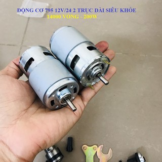 Động cơ 795 hai trục dài - motor dc795 12v/24v 14000 vòng siêu mạnh