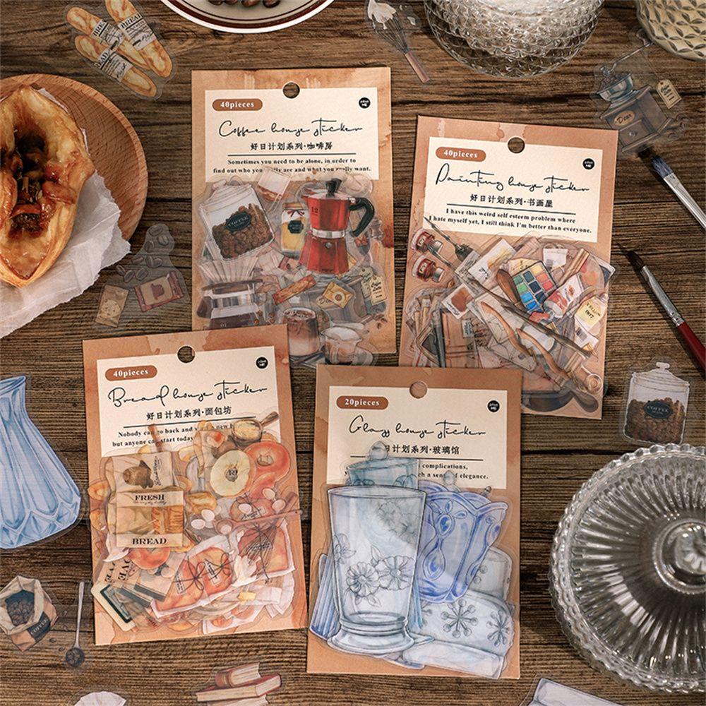 LAKAMIER Set 40 Sticker Dán Trang Trí Điện Thoại Phong Cách Vintage