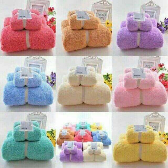 Bộ Set 2 Khăn Lông Cừu Hàn Quốc