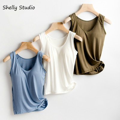 Áo Thun Ba Lỗ Sát Nách Màu Trơn Có Mút Ngực Phong Cách Nhật Bản | BigBuy360 - bigbuy360.vn