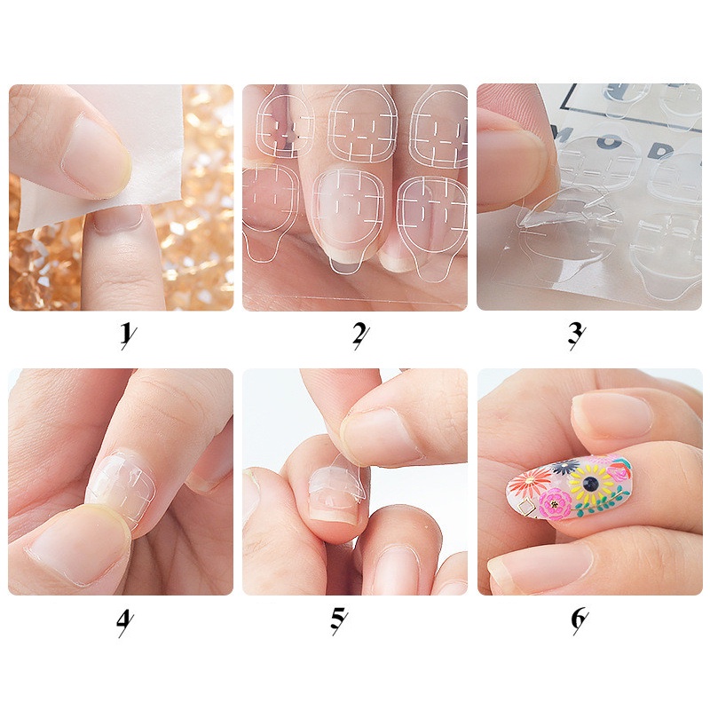 (Hàng Mới Về) Bộ 10 Tờ / 240 Miếng Dán Móng Tay Giả 2 Mặt Tiện Lợi