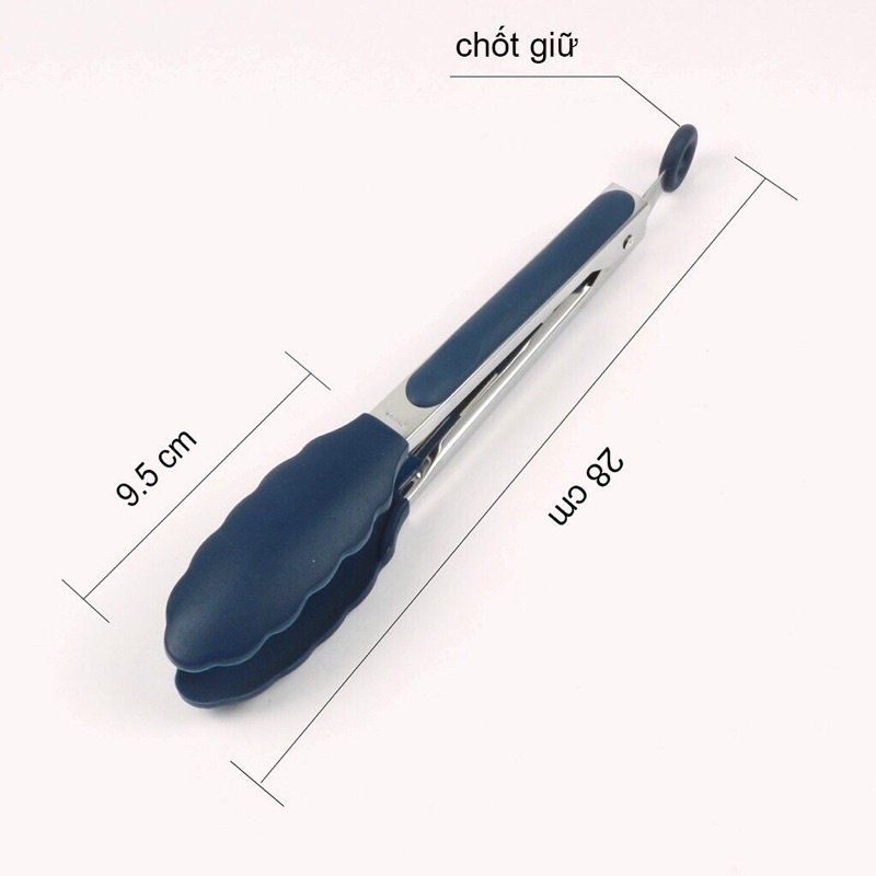 Kẹp gắp thức ăn chống dính bằng thép không gỉ đầu bọc silicon chống trơn trượt DC20