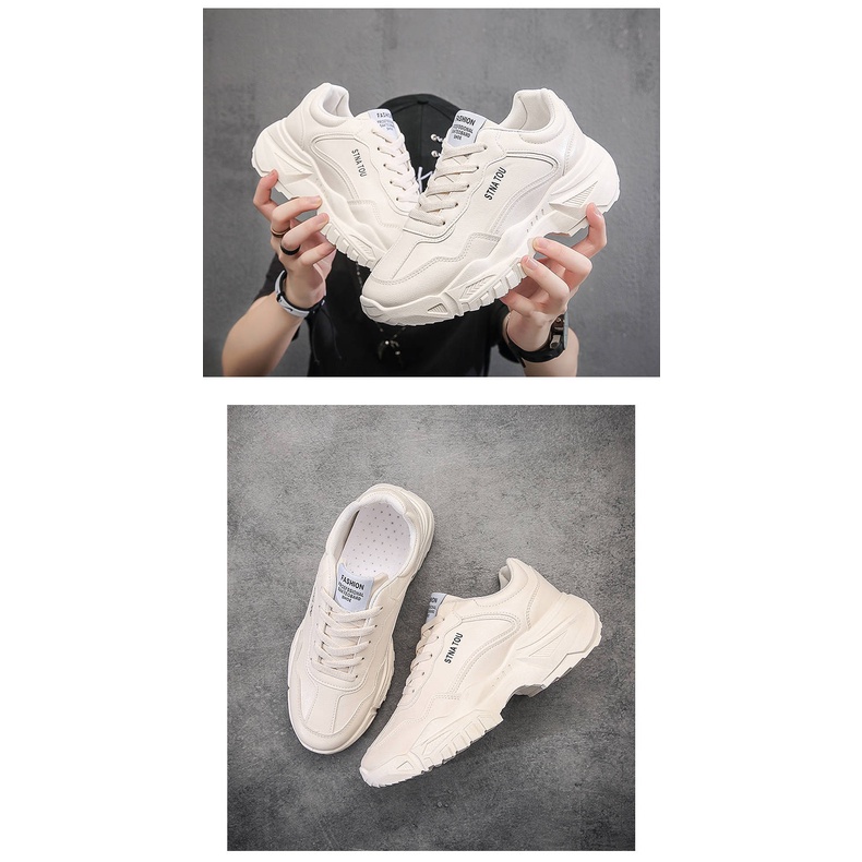 Giày thể thao màu trắng nam 2022 mới phiên bản Hàn Quốc của xu hướng hoang dã tăng cường dày đáy PV-977