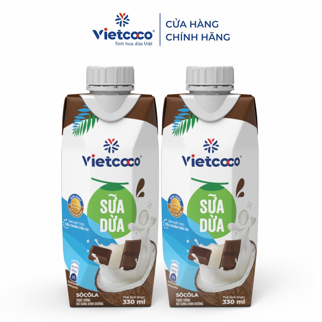 Combo 2 hộp sữa dừa UHT Socola Vietcoco - hộp 330ml