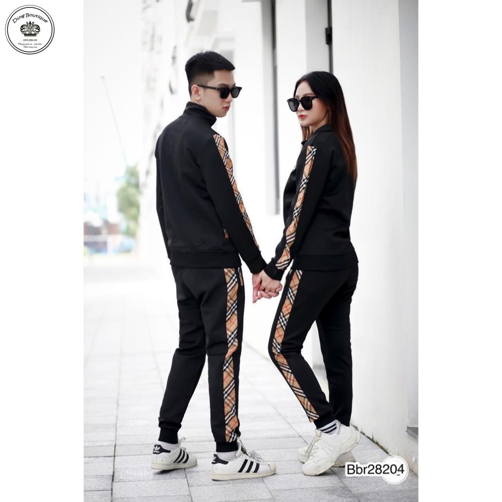 Bộ nỉ kéo khóa bbr cổ cao logo thêu - Bộ nỉ bbr thu đông nam nữ  ảnh thật shop chụp