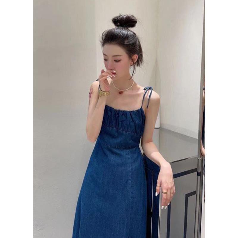 Đầm Denim Hai Dây Dáng Ngắn Thời Trang Mùa Hè Dành Cho Nữ 2022