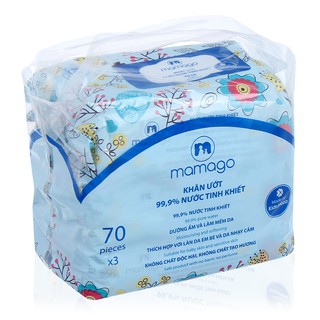 Combo 3 gói khăn ướt tinh khiết Mamago 70pcs