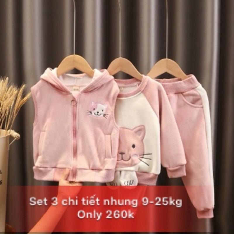 Bộ nỉ nhung 3 chi tiết