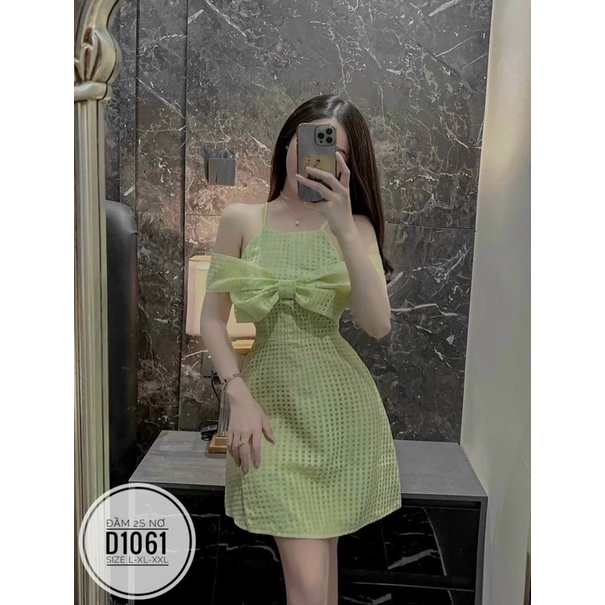 Bigsize Đầm 2 dây nơ ngựa D1061