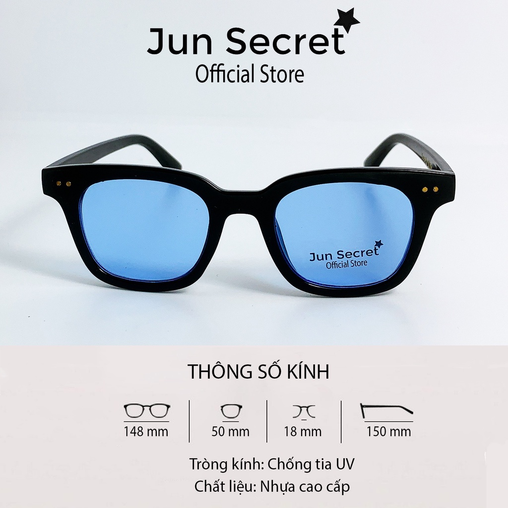 Kính mát nam nữ thời trang Jun Secret dành cho thế hệ GenZ gọng vuông, tròng kính chống tia UV JS6A14MAU