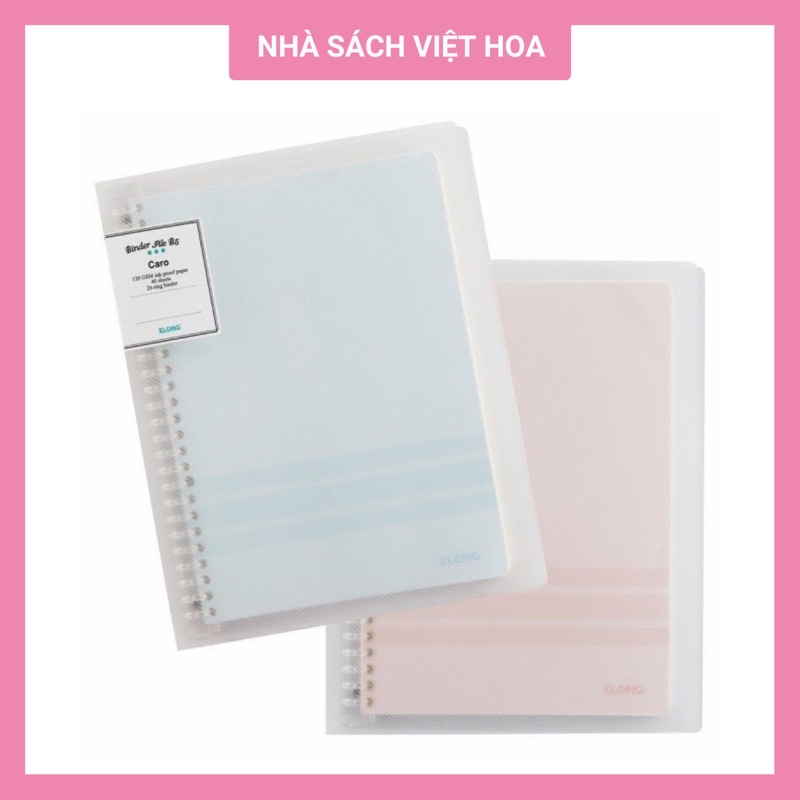 Sổ kẹp còng caro, chấm-File nhựa Klong B5 40 trang