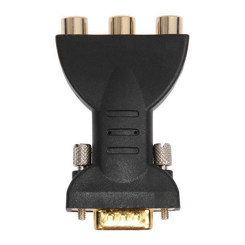 3RCA RGB Female to HD 15-Pin VGA Style Video Jack Adapter Conventer