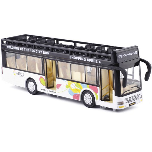 Mô hình Xe bus mui trần, xe bus 2 tầng đồ chơi ô tô cho bé