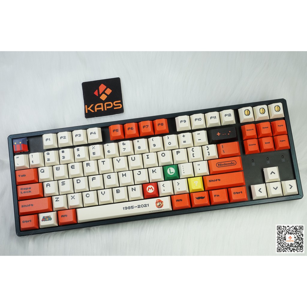 Keycap MARIO ĐỎ Full-box - CHERRY - PBT - Dyesub- 120 nút cho bàn phím cơ (Filco, Leopold, IKBC, Edra, keychron)