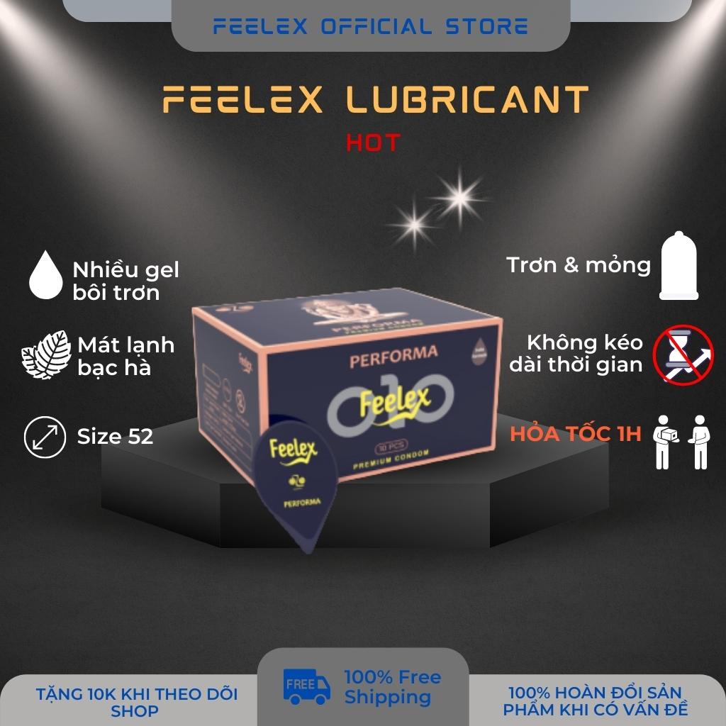 Bao cao su Feelex ozo performa xanh siêu mỏng 0,03mm nhiều gel hộp 10 bcs