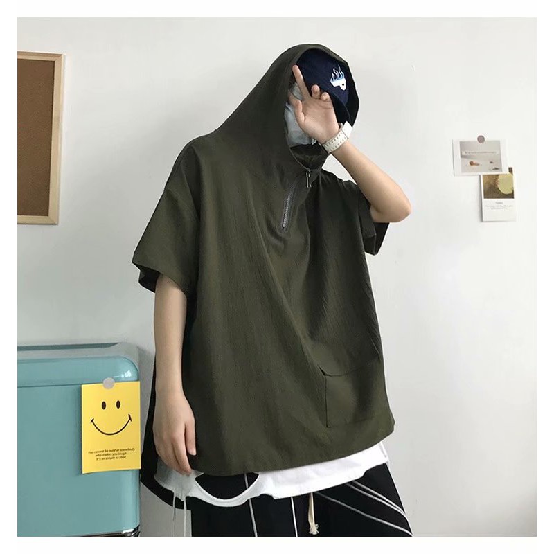 Áo Thun Tay Ngắn Dáng Rộng Cổ Cao Thời Trang Mùa Hè Cho Nam Và Nữ