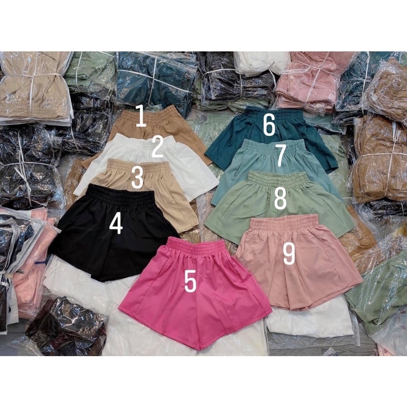 Quần shorts lụa trơn cạp chun cá tính nhiều màu