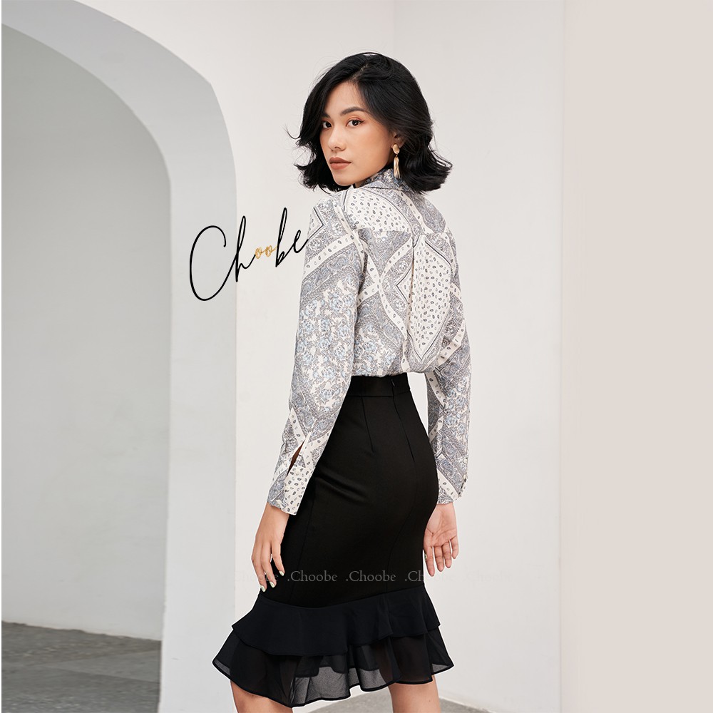 Chân váy bút chì Choobe đuôi cá cạp cao công sở nữ phối ren bèo thanh lịch nữ tính - V04 | BigBuy360 - bigbuy360.vn