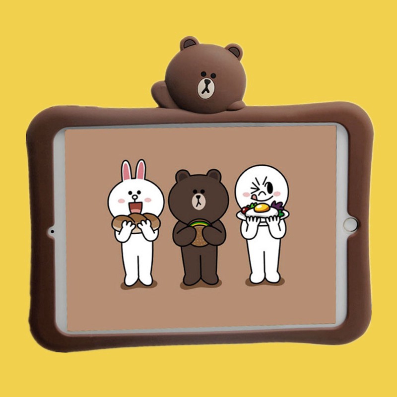 Ốp máy tính bảng bằng silicon họa tiết gấu nâu giá đỡ iPad Case 9.7 2017 2018 Air 1 2 Mini 1 2 3 4 Pro 10.2 10.5 2019 | BigBuy360 - bigbuy360.vn