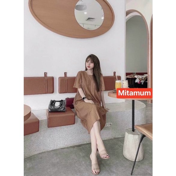 Váy đầm bầu mùa hè cộc tay siêu mát dập ly thiết kế cao câp