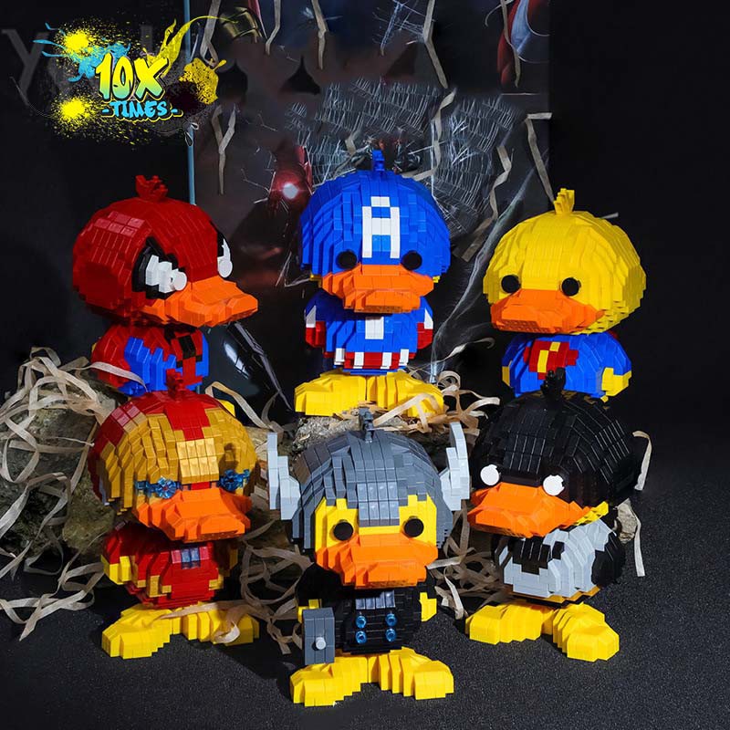 (Size 12Cm)mô hình lắp ráp 3d siêu nhân siêu anh hùng Marvel vịt dễ thương đồ chơi quà tặng sinh nhật bạn trai,decor