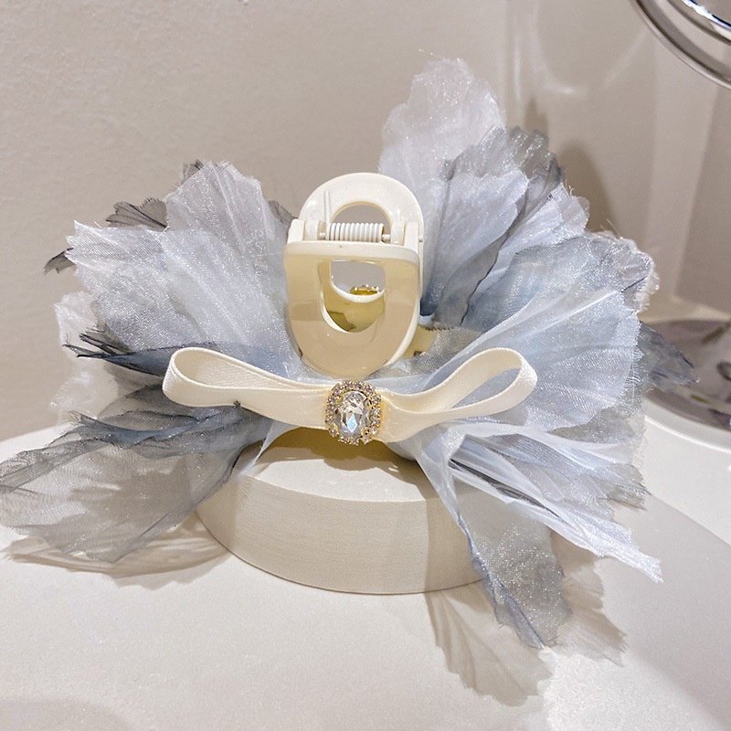 Kẹp Tóc Hình Cá Mập Đính Đá Phối Ren Phong Cách Hàn Quốc Thiết Kế Mới Dành Cho Nữ