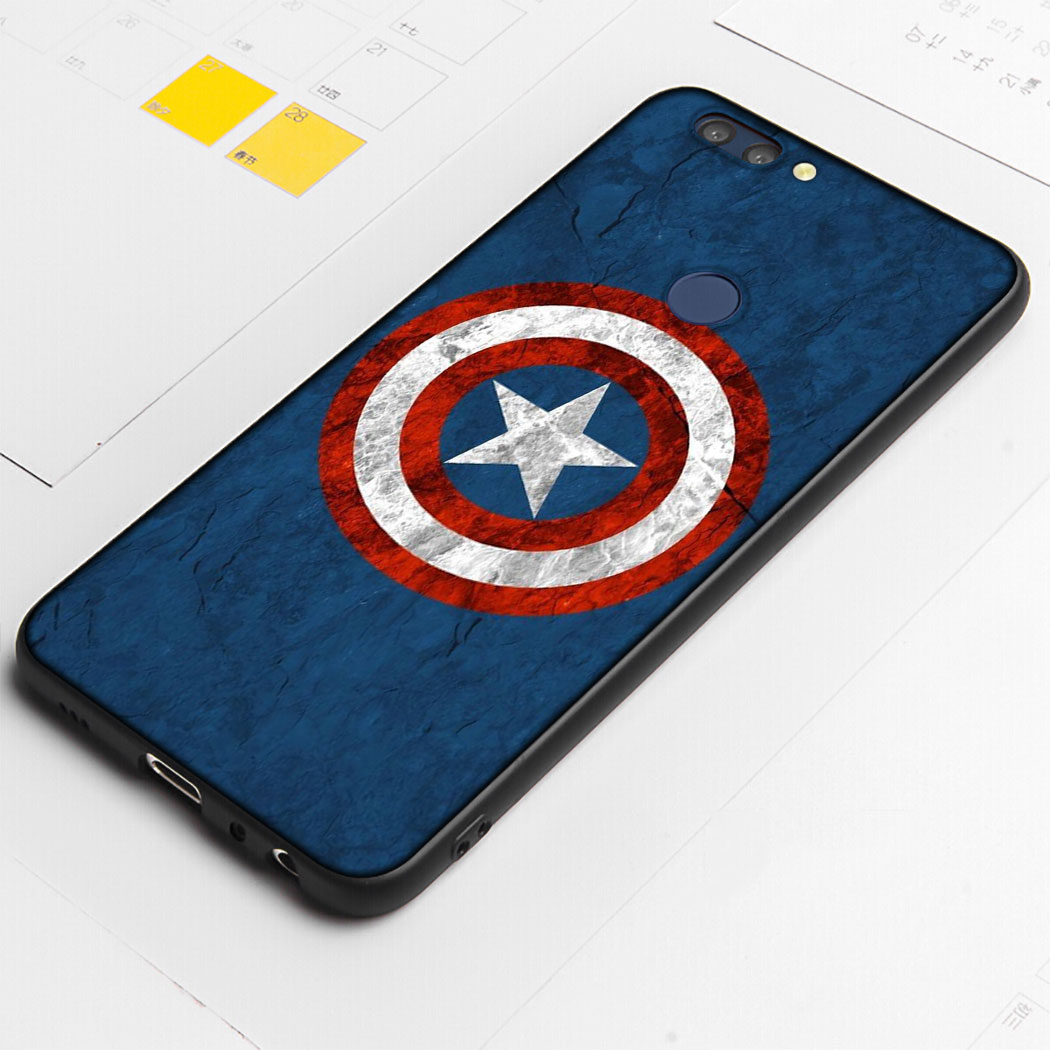 MARVEL Ốp Điện Thoại Silicon Dẻo Viền Đen Họa Tiết Khiên Của Captain America Cho Huawei Mate 20 30 Lite Pro Nova 2i 2 Lite Xc13