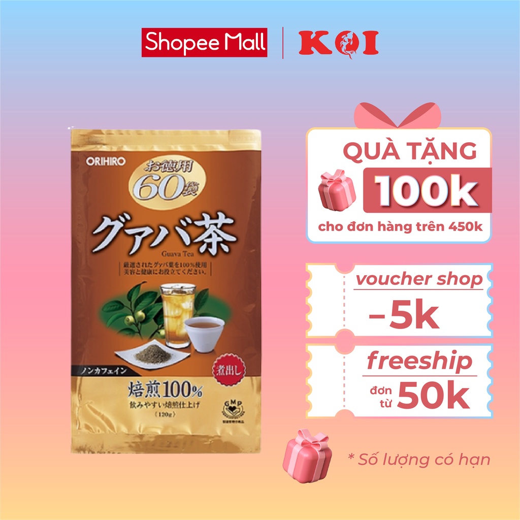 Trà ổi túi lọc hỗ trợ giảm cân Orihiro 60 gói thanh nhiệt mát gan Nhật Bản