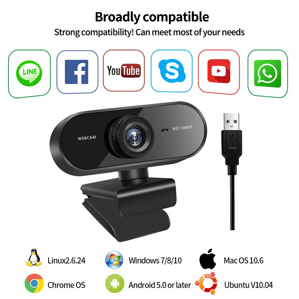 Webcam máy tính có mic full hd 1080p full box siêu nét cho pc laptop dùng để stream, dạy, học, hội nghị online