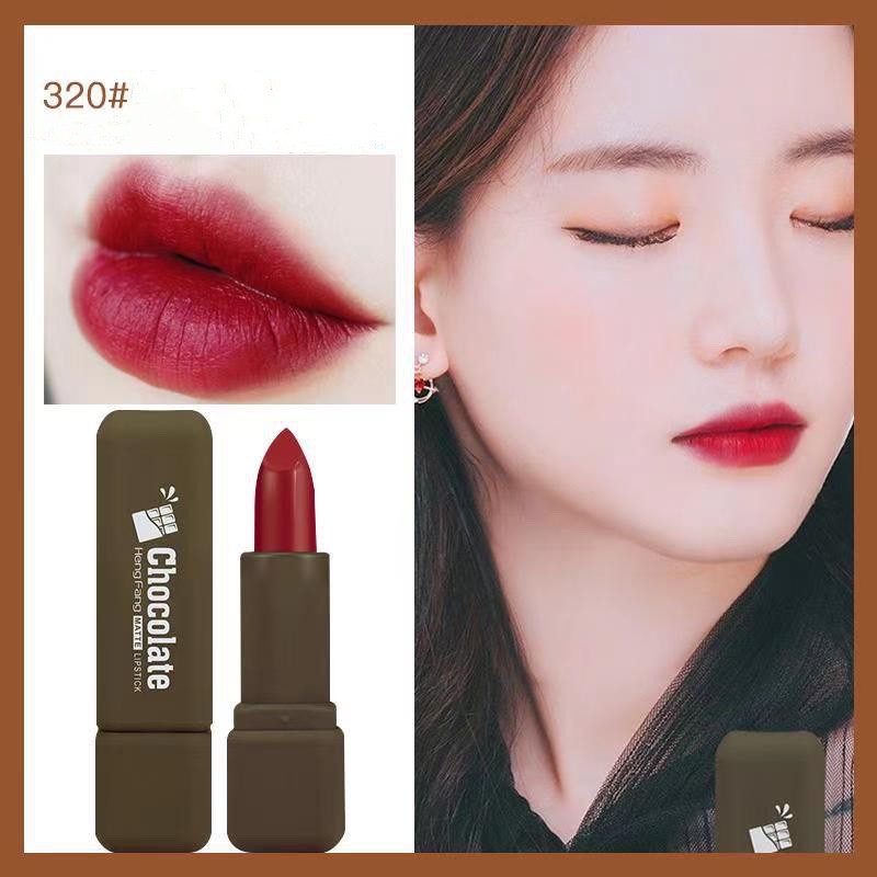 Son sáp lì HENG FANG phiên bản vỏ Chocolate soft matte lipstick siêu cute