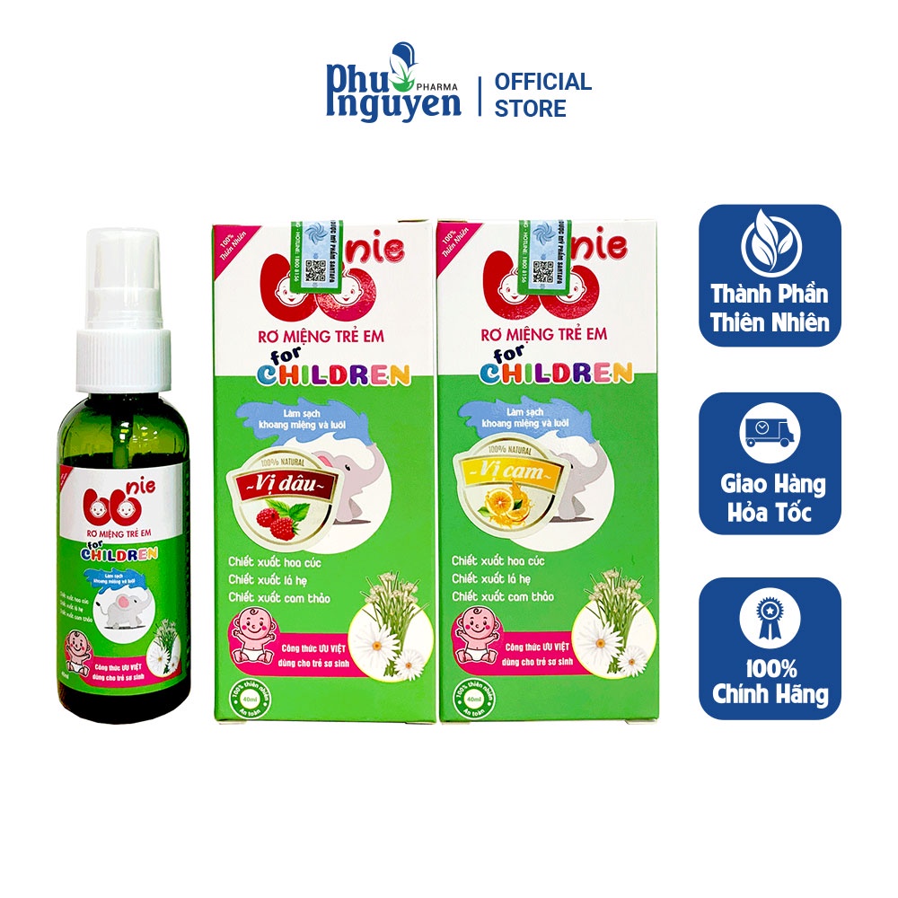 Chai Xịt Rơ Miệng Lưỡi Vị Cam Dâu Thiên Nhiên An Toàn Cho Bé BBNIE- Chai 40ml