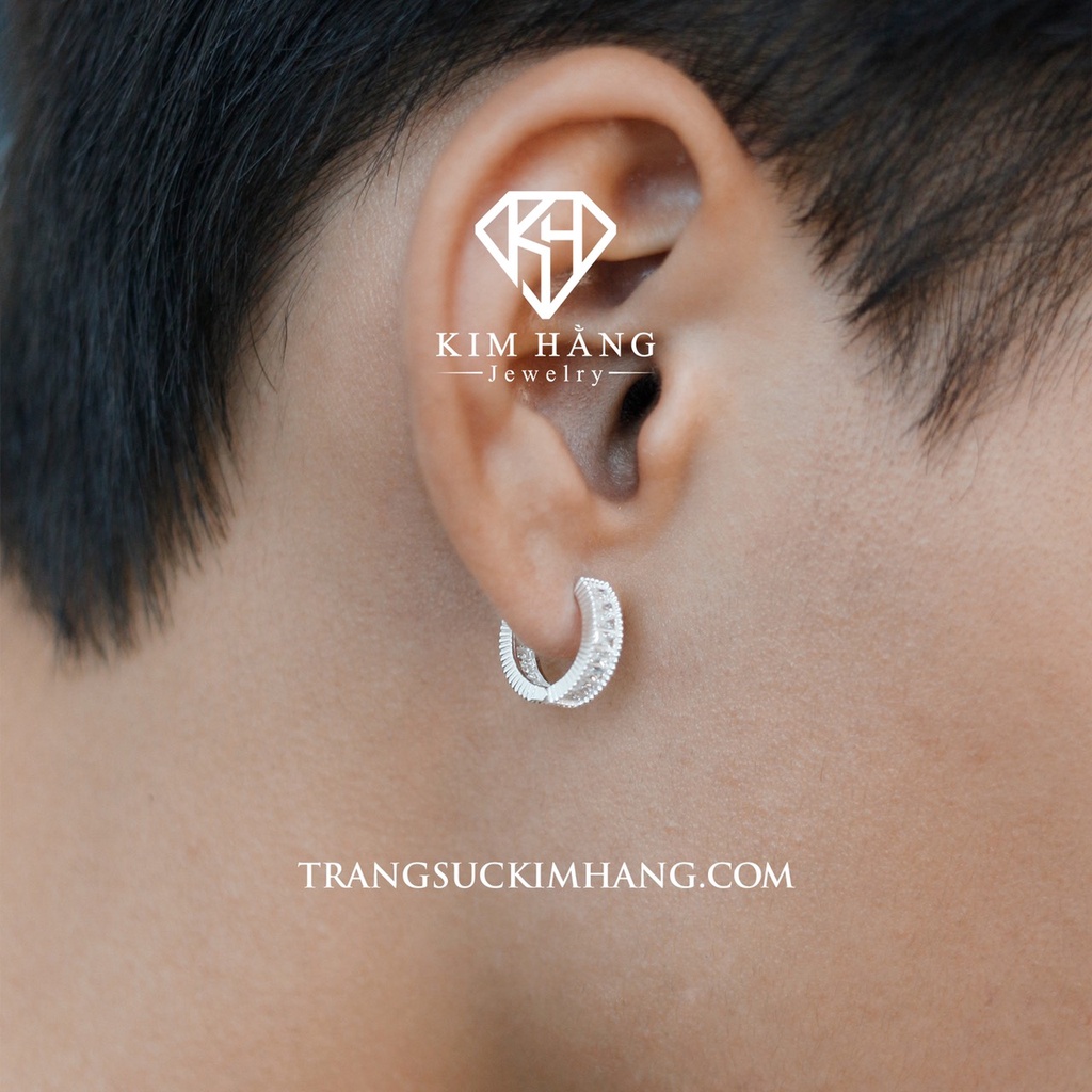 Khuyên Tai BẠC Thiết Kế Full Đá Baguette