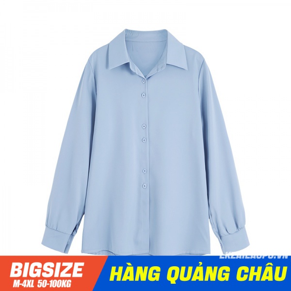 Áo sơ mi công sở ⚡️𝐁𝐈𝐆𝐒𝐈𝐙𝐄⚡️ Áo basic nữ trơn tay dài from rộng mùa thu Hàn Quốc trẻ trung năng động cho người mập béo | BigBuy360 - bigbuy360.vn