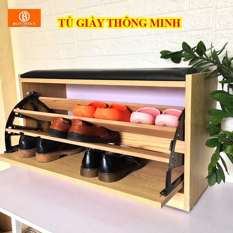 Tủ giày thông minh 1 tầng kết hợp đôn ngồi tiện ích - Rộng 63cm và Rộng 80cm