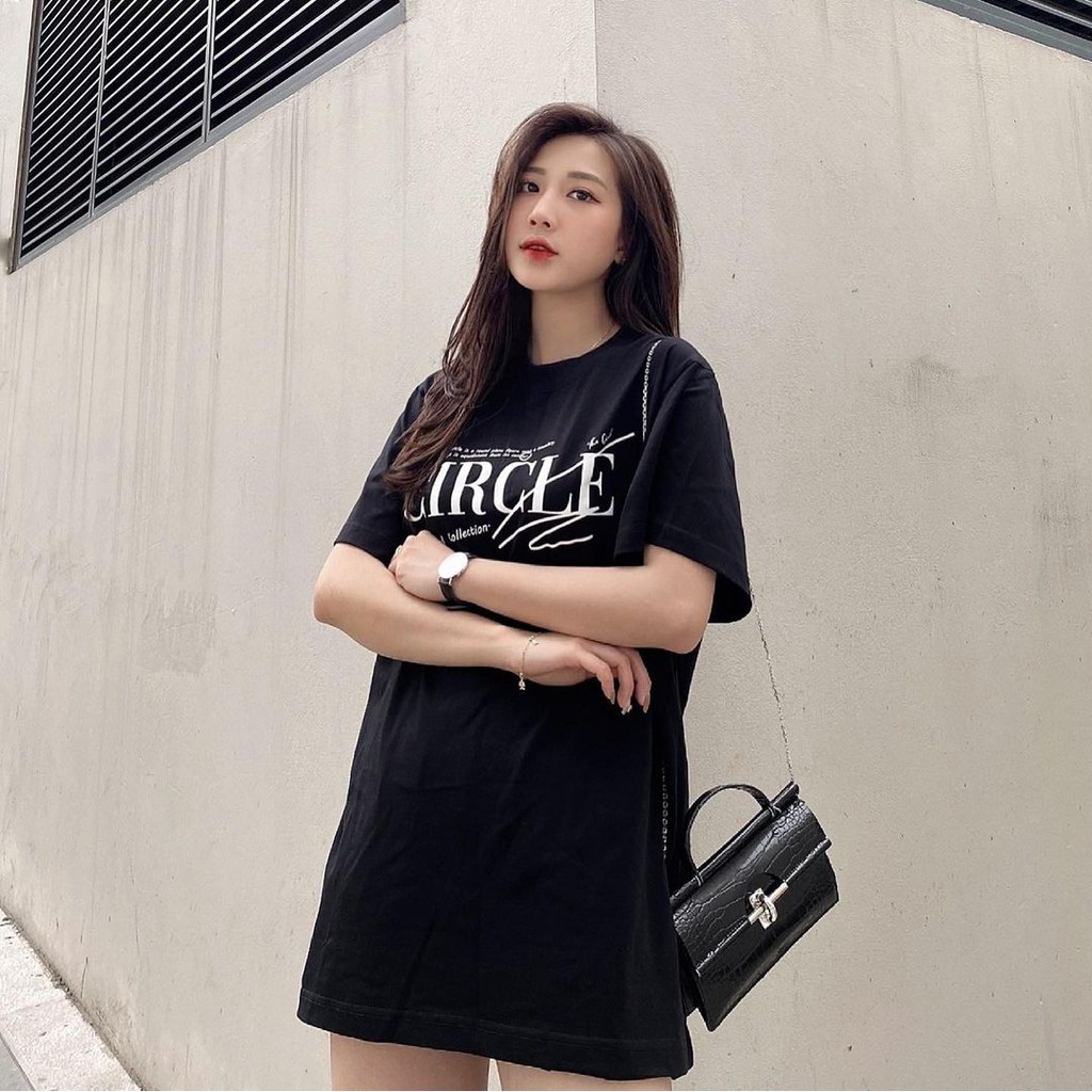 Áo thun nữ BLACKDOKI-CIRCLE , áo phông basic form rộng tay lỡ cá tính chất cotton dày dặn M183 | BigBuy360 - bigbuy360.vn