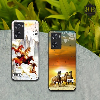 Ốp lưng kính cường lực Oppo A57 2022 tranh ngựa