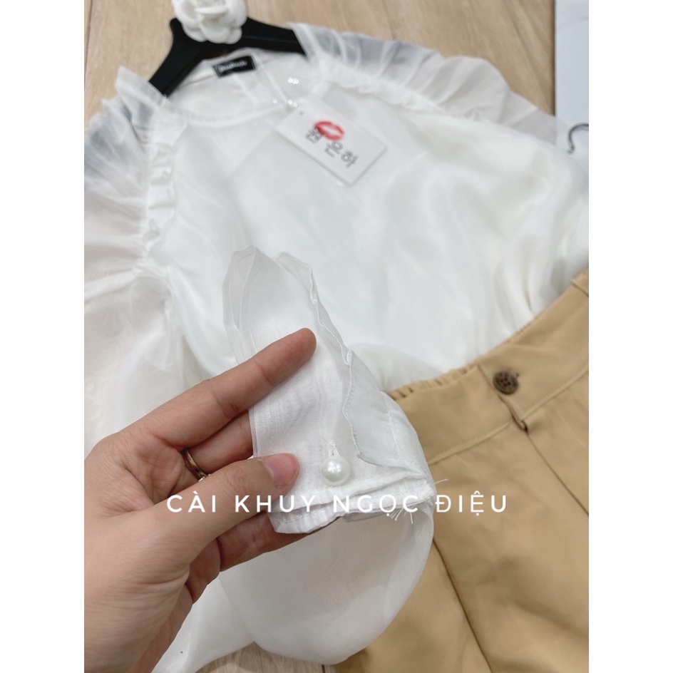 Set bộ tơ bèo nhún vai quần short be LT330 0322