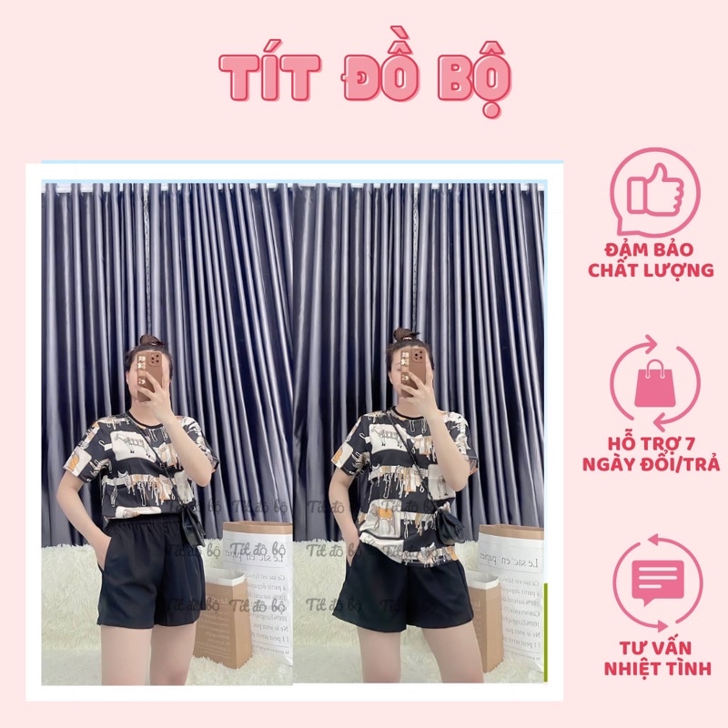 Đồ bộ set lụa 3D cao cấp không nhăn phù hợp mặc ở nhà và đi chơi