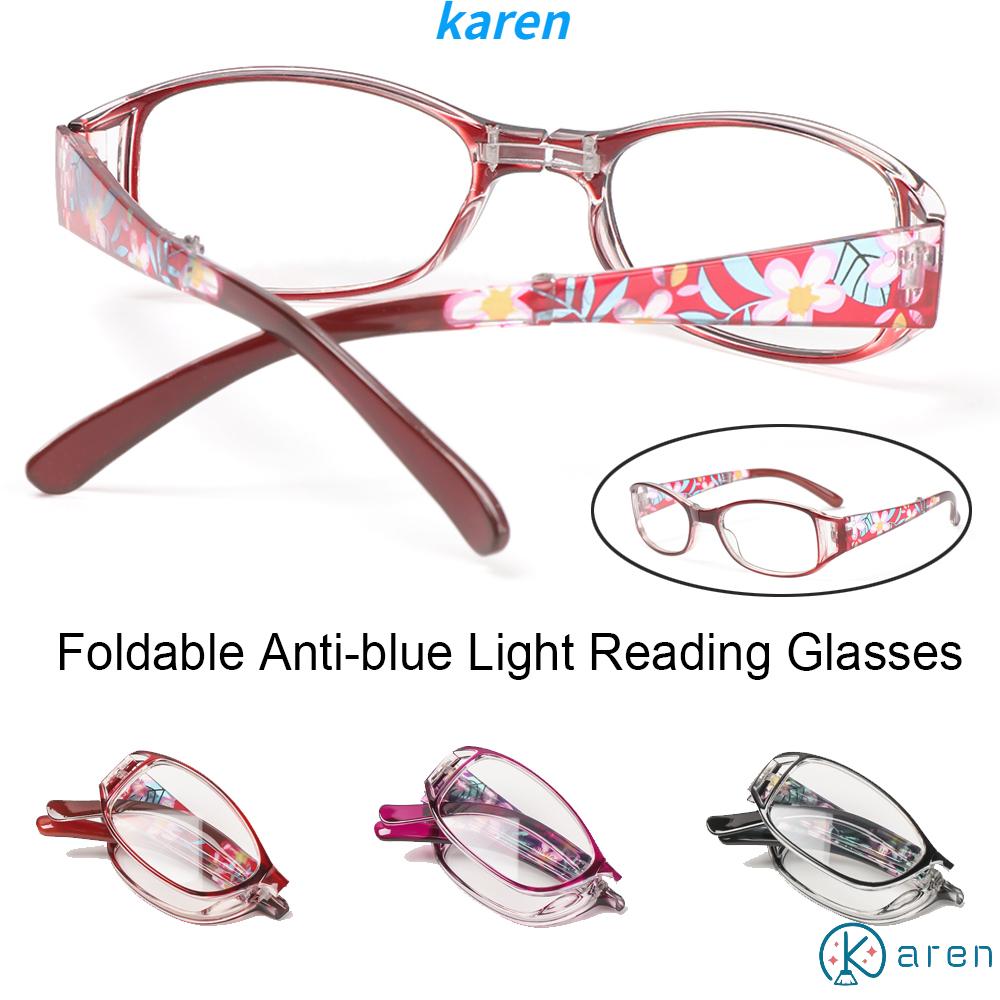 👗KAREN💍 Fashion Foldable Reading Eyeglasses Printing Computer Goggles Anti-blue Light Glasses Vision Care Vintage Classic Men Women Radiation Protection Folding...