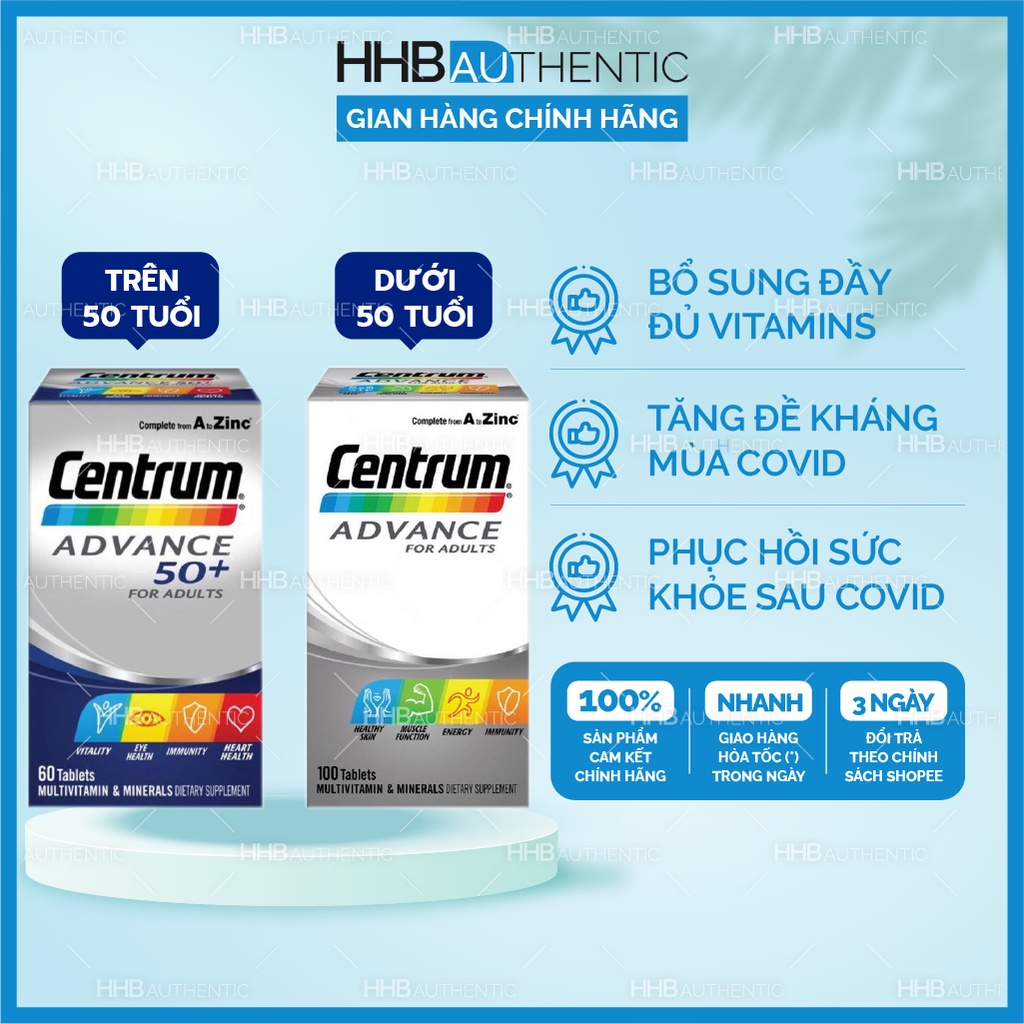 Vitamin tổng hợp cho người lớn và người cao tuổi Centrum Advance và Advance 50+ Xuất xứ Úc