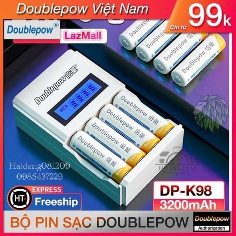 Bộ Pin Sạc AA/AAA DP-K209 Cao Cấp - Bộ Pin Sạc AA 3200mAh - Bộ Sạc Pin Tiểu - Pin Đũa - Pin Micro Karaoke
