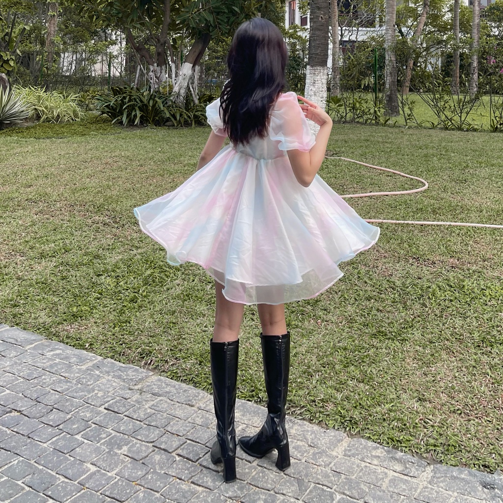 Đầm babydoll Rainbow công chúa 💓CHEAPY STORE 💓 FREESHIP💓 mặc dự tiệc, sinh nhật, kỉ yếu