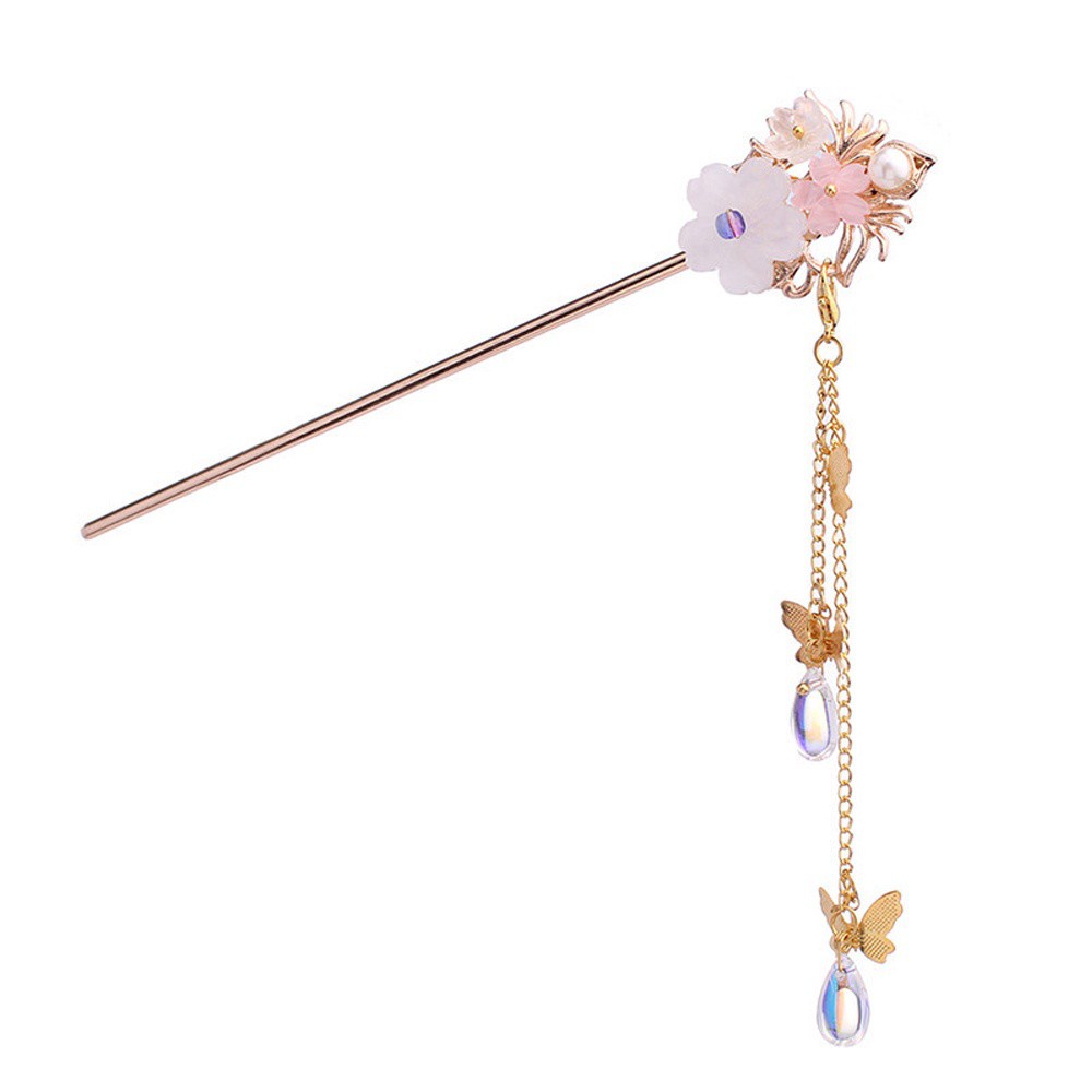 Trâm Cài Tóc Hình Bướm Tua Rua Đính Ngọc Trai Phong Cách Trung Hoa Cổ Điển Thời Trang