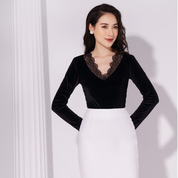 Áo Nhung Ôm Phối Ren Cổ HeraDG WAKBA023