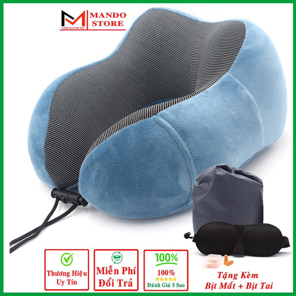 Gối Chữ U Tặng Bịt Mắt, Bịt Tai – Chọn Màu - Gối Ngủ Văn Phòng Du Lịch Tựa Đầu Chống Mỏi Chất Liệu Memory Foam – Ama1711