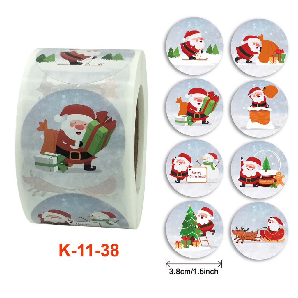 [Mới Về] Cuộn (500 tem) Sticker Thank You Chủ Đề noel Dùng Để Trang Trí/ Quà Tặng/ Gói Hàng Tem Cám ơn