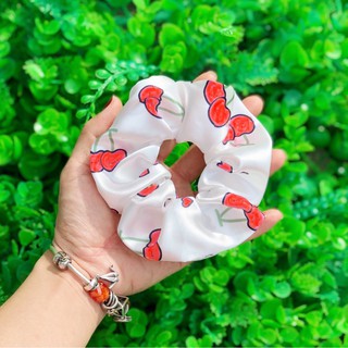 Dây cột tóc scrunchies trái cây lụa bóng mát lạnh